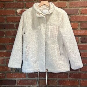 Madewell‎ women's Sherpa zip up jacket cream beige size small style#NB256